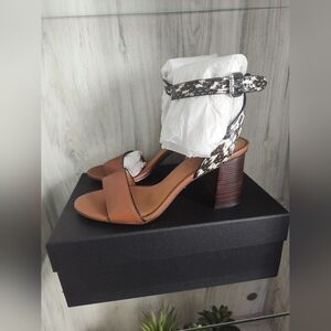 Coach Mat Calf/ Land Snake Brown and Black Women's Sandals 7.5M New In Box